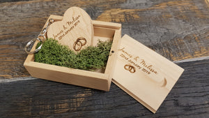 Maple Wooden Love Heart USB + Box Logo Engraved