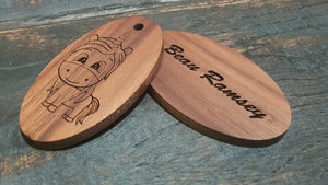 Personalised Unicorn Wooden Keyring with Name Engraved