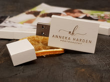 Load image into Gallery viewer, White Wooden Block USB Flash Drive Wedding Photography Presentation