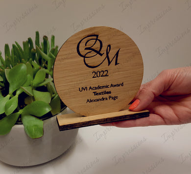 Oak Wooden Trophy Award Round 5mm
