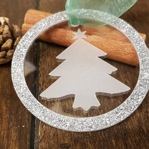 Glitter Acrylic Christmas Tree Hanging Decoration