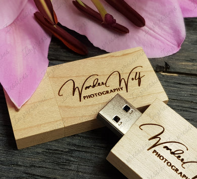 Maple Wooden Rectangle Block USB Flash Drive