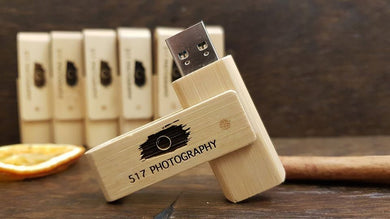 Wooden Rectangle Swivel 8GB USB Flash Drive