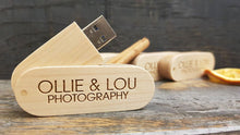 Load image into Gallery viewer, Natural Wood Oval Swivel USB Flash Drive