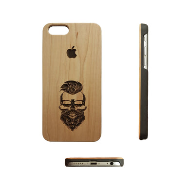 Skull Beard Pattern Engraved Real Wood iPhone 6/7 Case