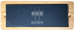 SUSHI Bamboo Slate Rectangle Service Board Platter Plate 330mm x 130mm