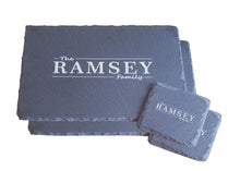 Load image into Gallery viewer, Personalised Design Your Own Family Name Slate Placemat and Coaster Set Laser Engraved