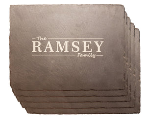 Personalised Family Name Slate Placemat Laser Engraved