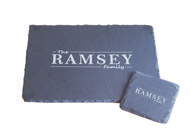 Personalised Design Your Own Family Name Slate Placemat and Coaster Set Laser Engraved