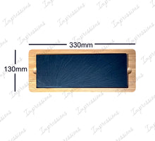 Load image into Gallery viewer, Bamboo &amp; Slate Rectangle Service Board Platter 330mm x 130mm