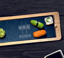Load image into Gallery viewer, SUSHI Bamboo Slate Rectangle Service Board Platter Plate 330mm x 130mm