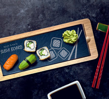 Load image into Gallery viewer, SUSHI Bamboo Slate Rectangle Service Board Platter Plate 330mm x 130mm