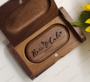 Walnut Wooden USB Flash Drive Storage Pen + Flip-Box Photography Gift