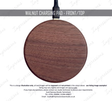Load image into Gallery viewer, Personalised Logo Engraved Real Walnut Wood Round Wireless Charging Pad iPhone / Samsung