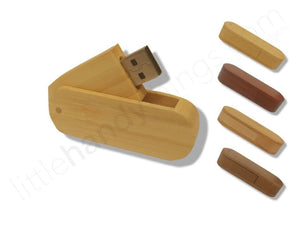 Natural Wood Oval Swivel 8GB USB Flash Drive - littlehandythings.com - 1