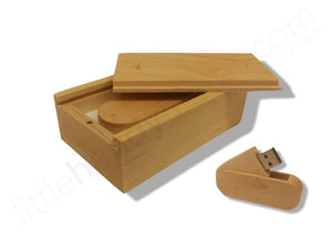 Natural Wood Oval Swivel 8GB USB Flash Drive + Gift Box - littlehandythings.com - 3